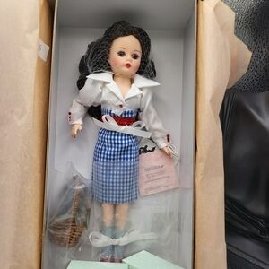 Brunette Doll in Blue Gingham Skirt